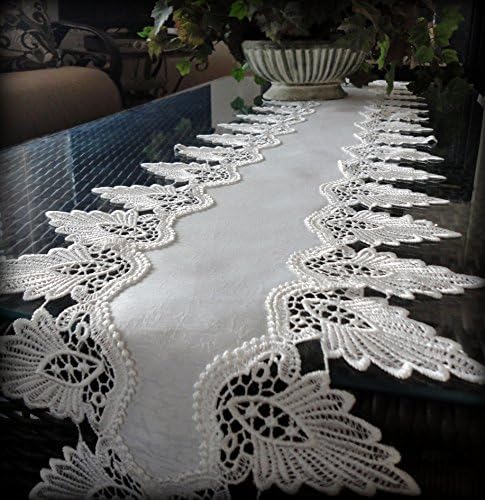 Galleria di Giovanni Creamy White Dresser Scarf 64" Formal European Lace Mantel Scarf Table Runner Doily
