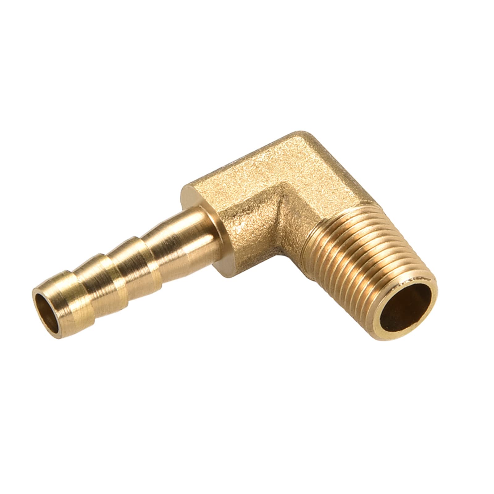 M METERXITY Brass Hose Barb Fittings - 90 Degree Elbow Brass 6mm Barbed Reducer Apply to Water Fuel (1/8 PT Male Pipe)