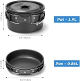 Odoland Camping Cookware Set 15pcs Nonstick Pot Pan Kettle Cups Plates Cutlery view 3