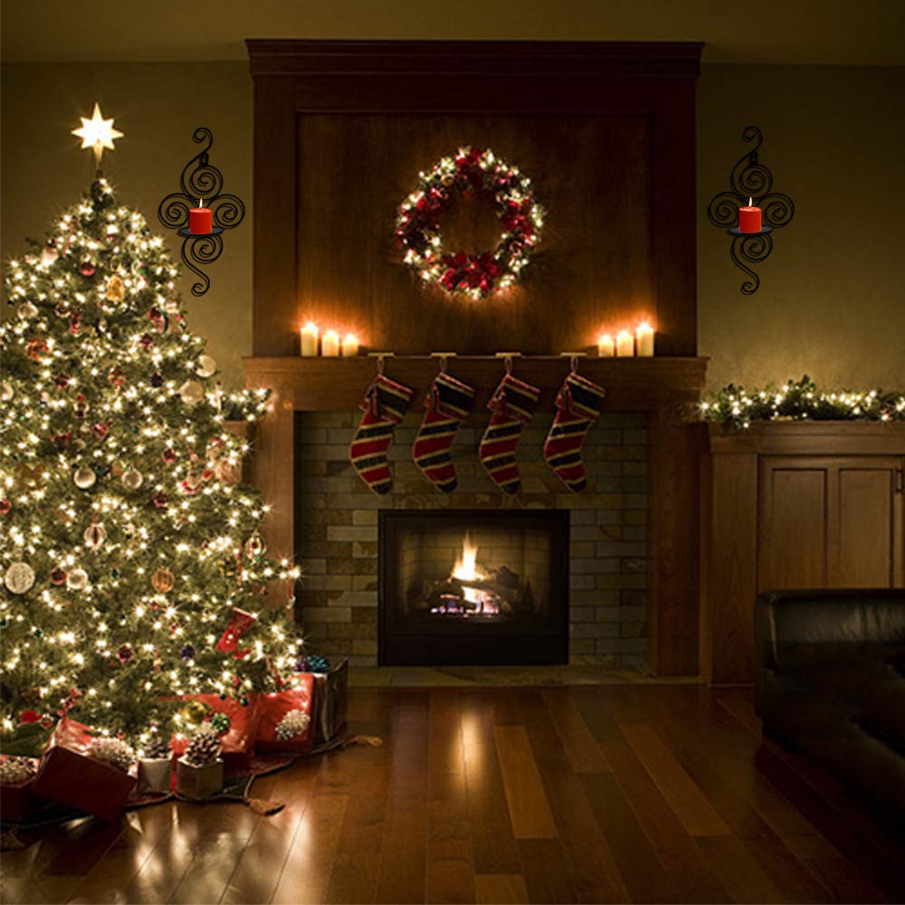 Wall Sconces Candle Holder, Kathy Set of 2 Elegant Swirling Iron Hanging Wall Mounted Decorative Candle Sconce for Living Room Home Decorations,Weddings,Event,Black