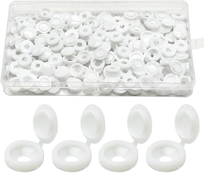 SZXMDKH 100 Pcs White Plastic Hinged Screw Caps 0.34 Inch Snap-On M4