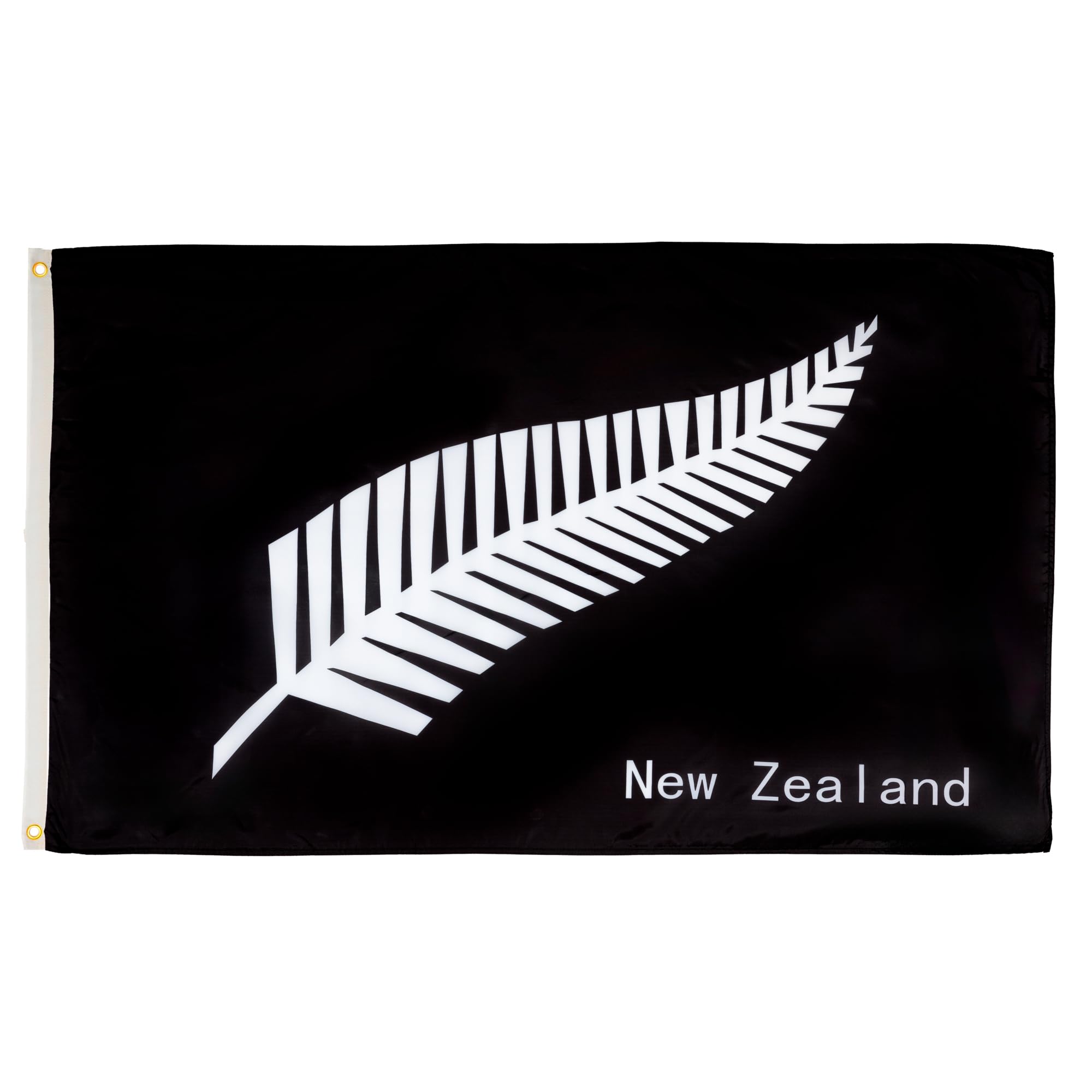 AZ FLAG - New Zealand Fern Black With Inscriptions Flag - 2x3 Ft - 100D Polyester Rugby Banner with Two Metal Grommets - Fade Resistant - Vivid Colors - 2' x 3' Feet - 90x60 Cm