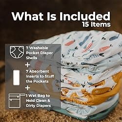 Nora's Nursery Cloth Diapers 7 Pack with 7 Inserts