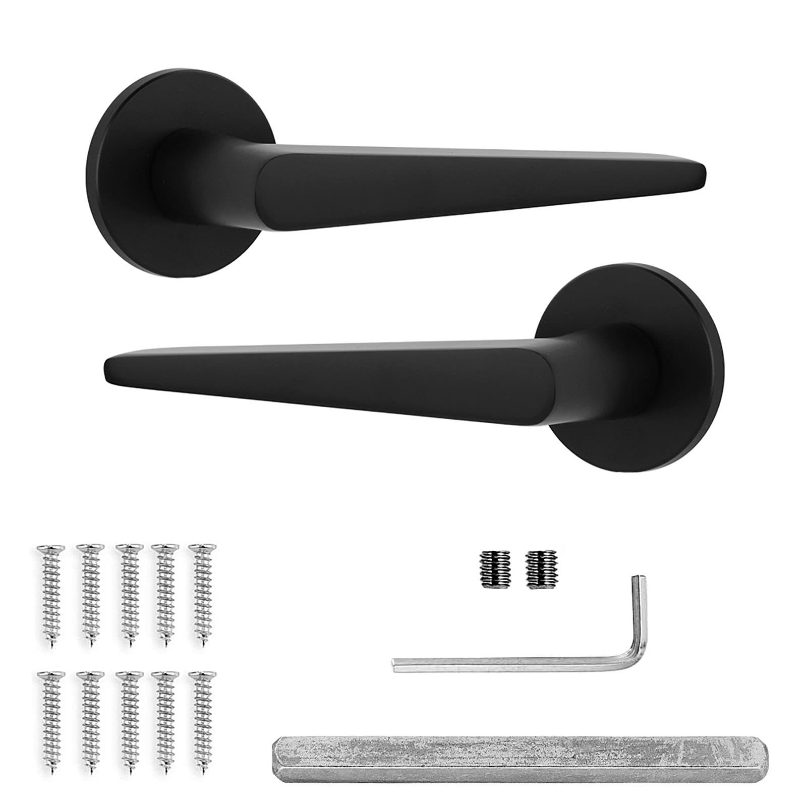 Decoranddecor Black Door Handles Internal – Aluminium Matt Black Door Handle Sets for Wooden Interior Doors | Internal Door Handles for Bedrooms & Bathroom | Terra Range