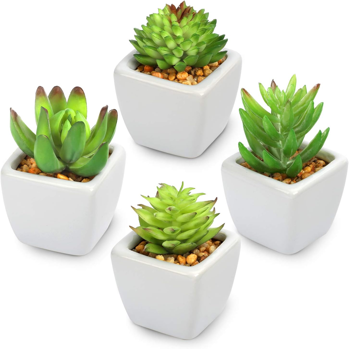 Myartte Home Decor Office Decor-Artificial Shrubs Artificial Succulent Plants Mini Fake Plants for Beautifying Our Life and Home Environment (White E)