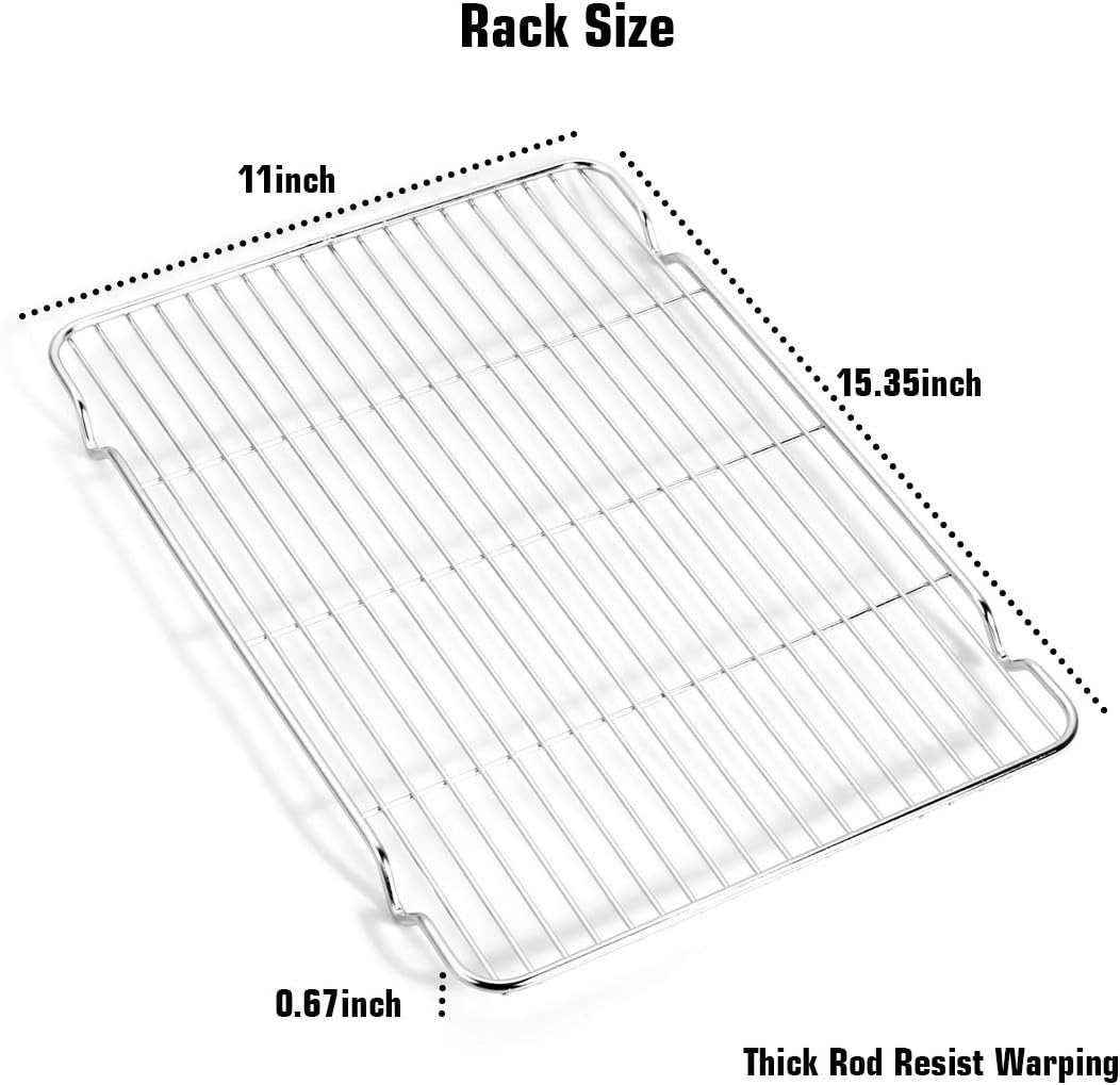 Wildone Baking Sheet & Rack Set [2 Sheets + 2 Racks], Stainless Steel Cookie Pan with Cooling Rack, Size 16 x 12 x 1 Inch, Non Toxic & Heavy Duty & Easy Clean: Kitchen & Dining