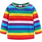 Mud Kingdom Boys Girls T-Shirts Rainbow Stripe Cotton Unisex Top