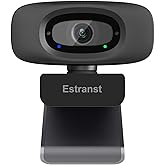 Estranst USB Webcam with Privacy Cover & Noise Canceling Microphone, Works with Zoom Teams YouTube Xbox, External 1080P Computer Web Camera for Laptop Mac PC Desktop Monitor