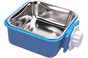 septillar Pet Hanging Bowl for Crates, 2 in 1 Small Dog Puppy Bowl Removable Stainless Rabbit Cat Feeder Food Water Bowls for Puppy Cat Bird Rabbit Hamster Guinea Pig Ferret Small Animals