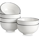 MALACASA Ceramic Soup Bowls, 26Oz Cereal Bowls Set of 6 for Soup, Cereal, Oatmeal, Fruit, Rice - Porcelain Serving Bowl for Kitchen, Dishwasher and Microwave Safe, Series Regular