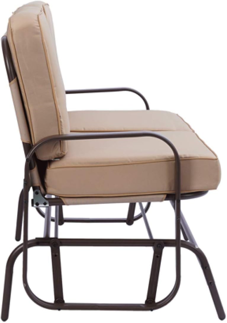 qianbo31 Garden Love seat, Outdoor Swing Glider Rocking Chair,Patio Bench for 2 Person, Double Sofa,Patio Steel Frame Chair Set with Cushion, Beige(1piece,pic): Home & Kitchen