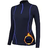 TERODACO Women's Thermal Long Sleeve Sweat Shirts 1/4 Zip Running Pullover Quick Dry Jogging Outfits Base Layer for Women