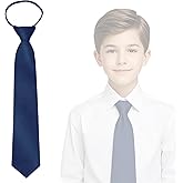 Vexadrix Pre-Tied Boys Necktie 15"x2" with Adjustable Drawcord for Teens, School, Weddings