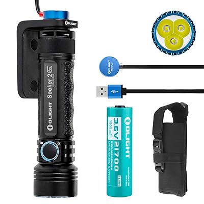 OLIGHT Seeker 2 Pro 3200 Lumens High Performance CW LED Side Switch Rechargeable Tactical Flashlight Law Enforcement Searchlight with Charging Dock