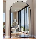 OGCAU Full Length Mirror, 76"x34" Arched-Top, Hanging or Leaning, Floor Length Full Body Standing Mirror, Wall Mounted with Aluminum Frame for Living Room (Black)