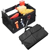 Mandark Car Trunk Organizer, Collapsible Multi Compartment Vehicle Storage Box, Waterproof Adjustable Automotive Organization Container Accessories, Universal for SUV, Sedan, Truck (Black)