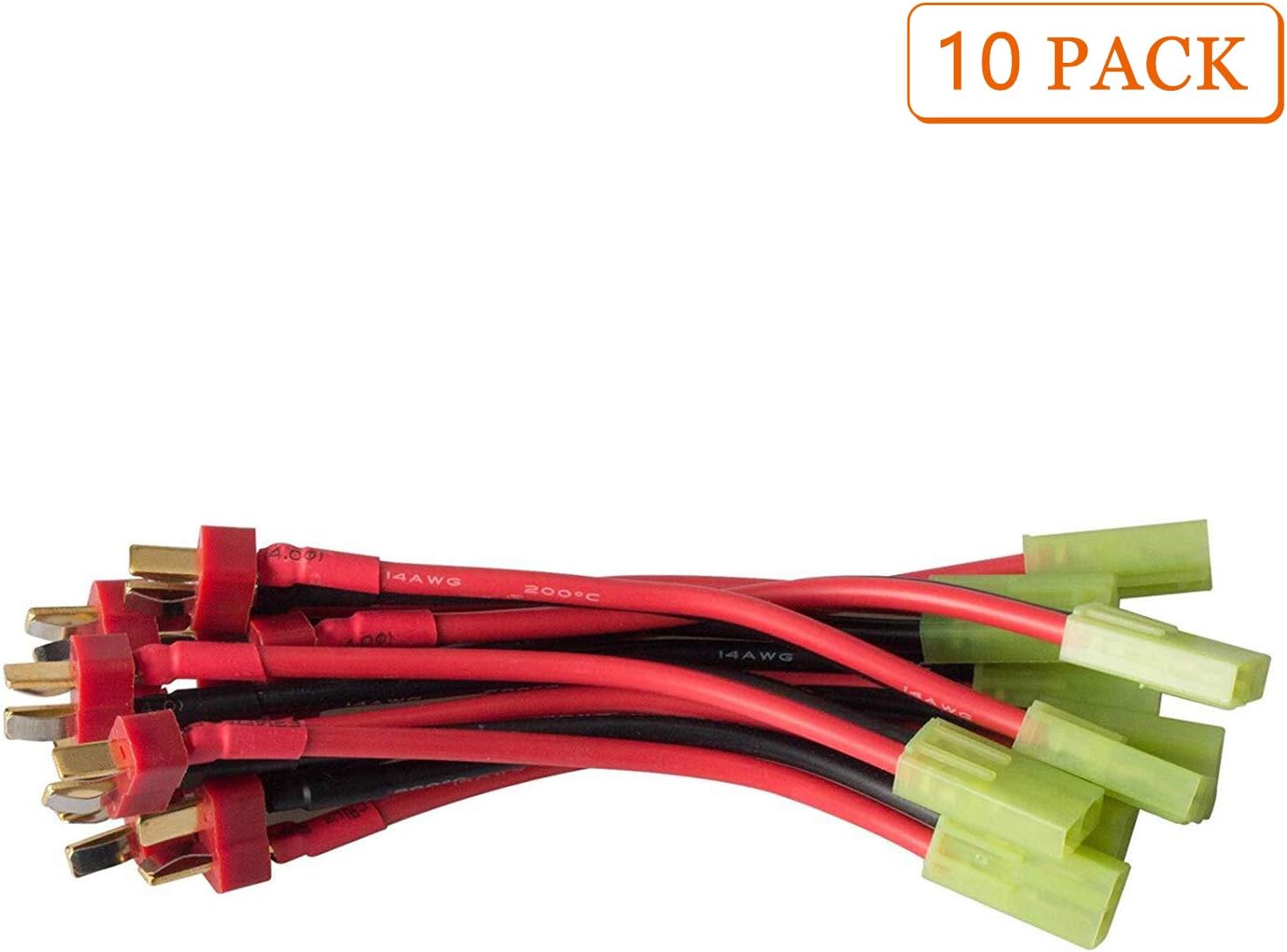 Allytech 10 x100mm Length Dean's T Plug Tamiya Mini Female to Male Connector Adapter