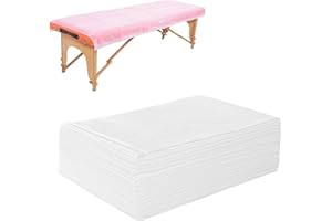 URALILI 20 PCS Massage Table Sheets Disposable Non Woven SPA Bed Cover Breathable Polypropylene Fabric 31" x 70" Thin, Not Waterproof(White)