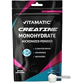 Vitamatic Creatine Monohydrate Powder &ndash; 5000 mg Per Serving, 1 kg, Unflavored, Micronized Creatine Supplement, Vegan, Non-GMO, Gluten Free