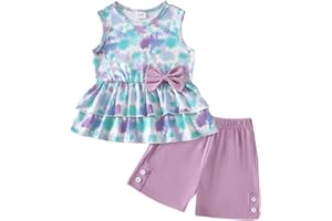 FishingDino Toddler Baby Girl Summer Clothes Set 1-5T, Sleeveless Floral Peplum Top & Shorts Outfit for Daily Wear