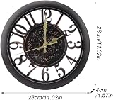 Silent Outdoor Wall Clock, Metal Decorative Black 28cm view 2
