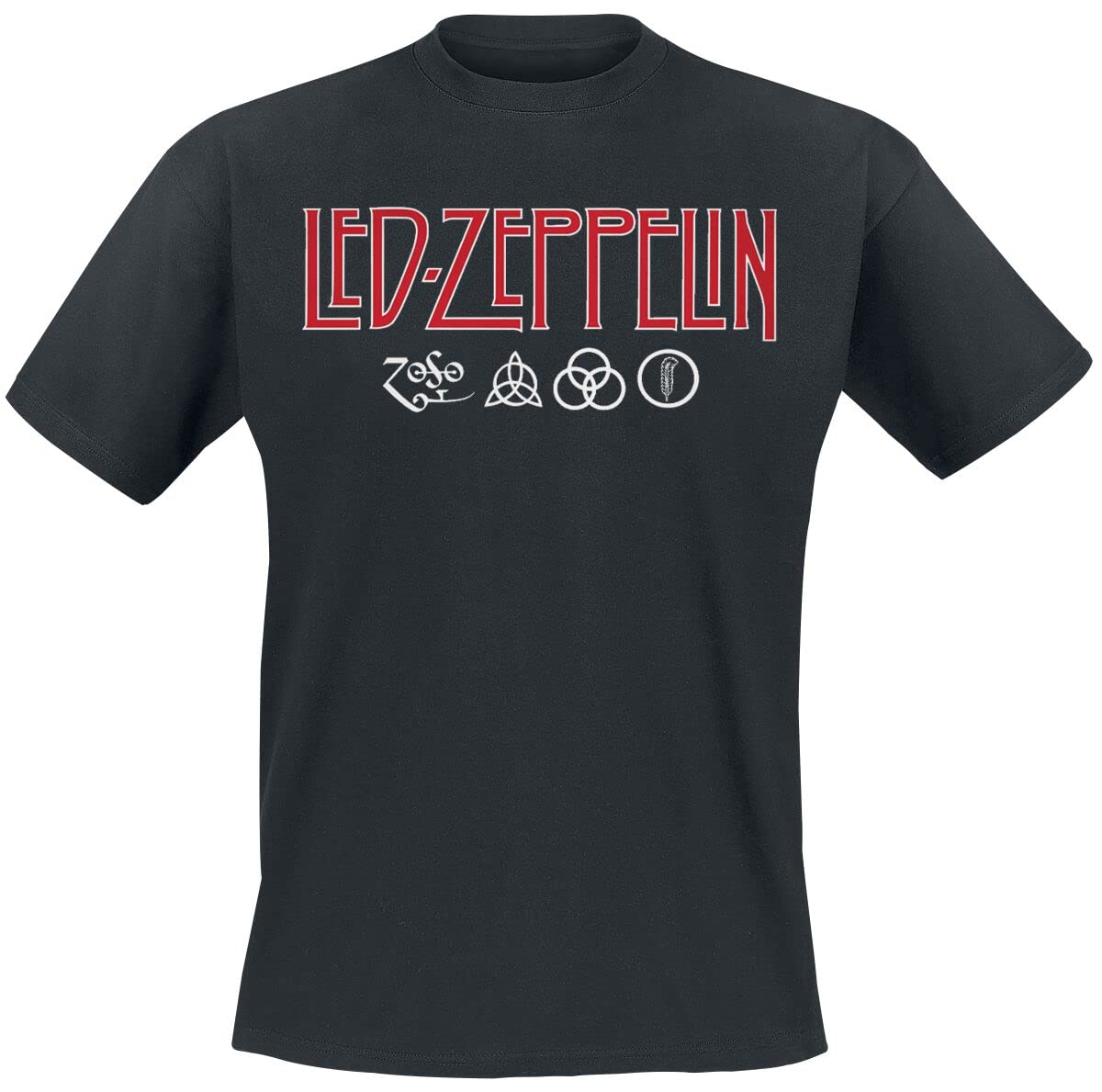 Led Zeppelin Men's Ledzeppelin_Logo & Symbols_Men_bl_ts: L T-Shirt Not Applicable, Black (Black Black), Large