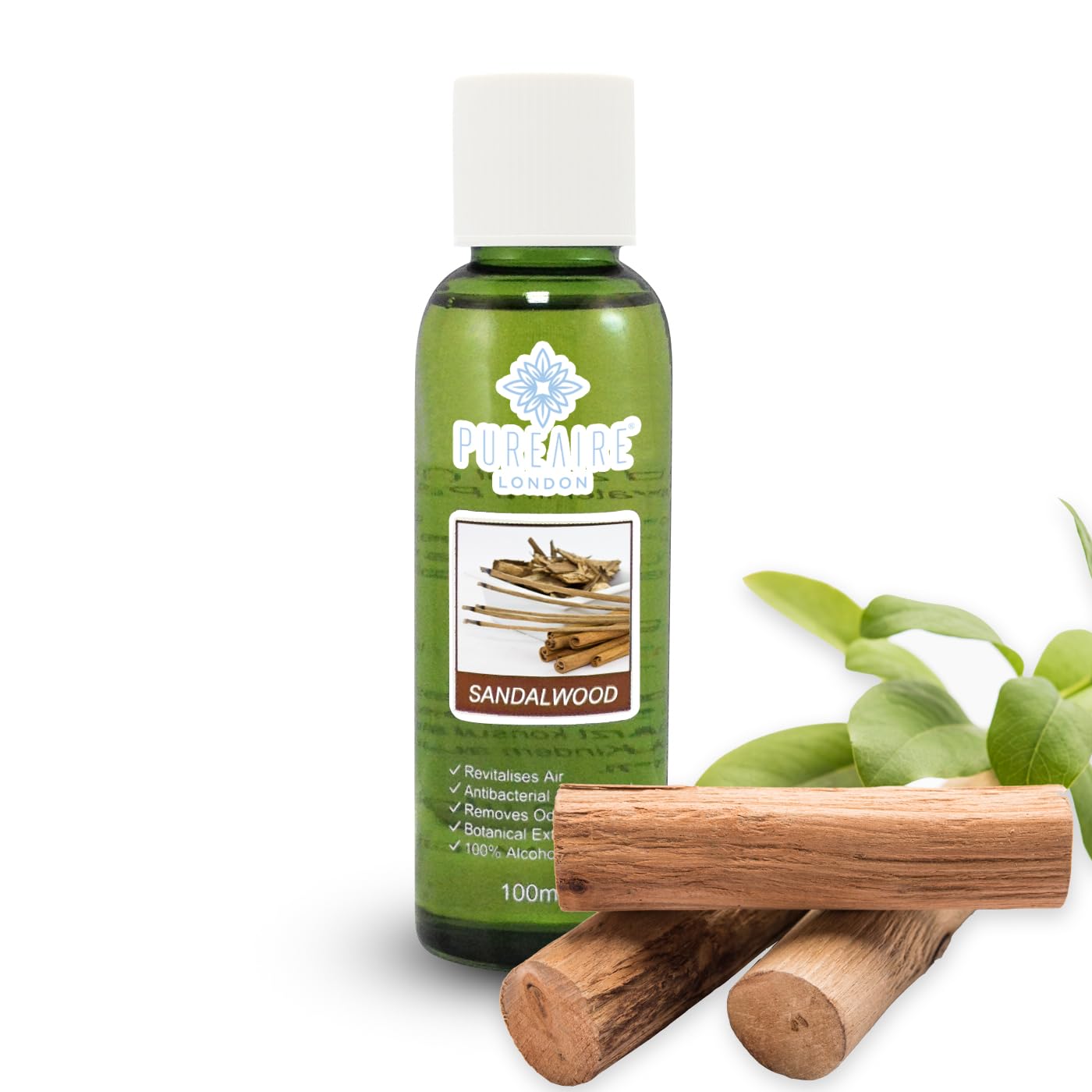 PureAire Essential Oil Blend Sandalwood 100ml Essential Oils for Diffusers for Home Aroma Essence for Diffusers Air Purifiers Aromatherapy Relaxation Botanical Extracts Water Soluble Fragrance Wood