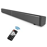40 Watt TV Sound Bar 2.0 Channel Wireless Bluetooth Soudbar Built-in Subwoofer, Stereo Bluetooth Speaker with Built-in Microphone Remote Control Wall Mountable TF Card LED indicator (Black)