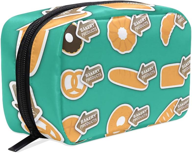 Bakery Products Makeup Bag Organizer Portable Cosmetic Pouch Handbag With Zipper For Women Purse
