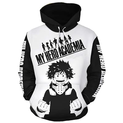 BING RUI CO 3D Hoodie Boku No Hero Academia Midoriya Hoodies Cosplay Costume Training Jacket UnisexBlackwhite, S