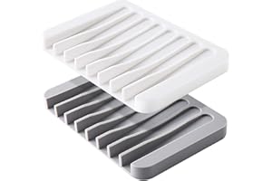 2PCS Mcyye Self Draining Soap Dishes, Premium Silicone Soap Holder & Saver for Shower, Bathroom, Kitchen, Bath Tub, Razor, Sponges, Drains Water Very Well, Can Extend Soap Life, Easy Clean