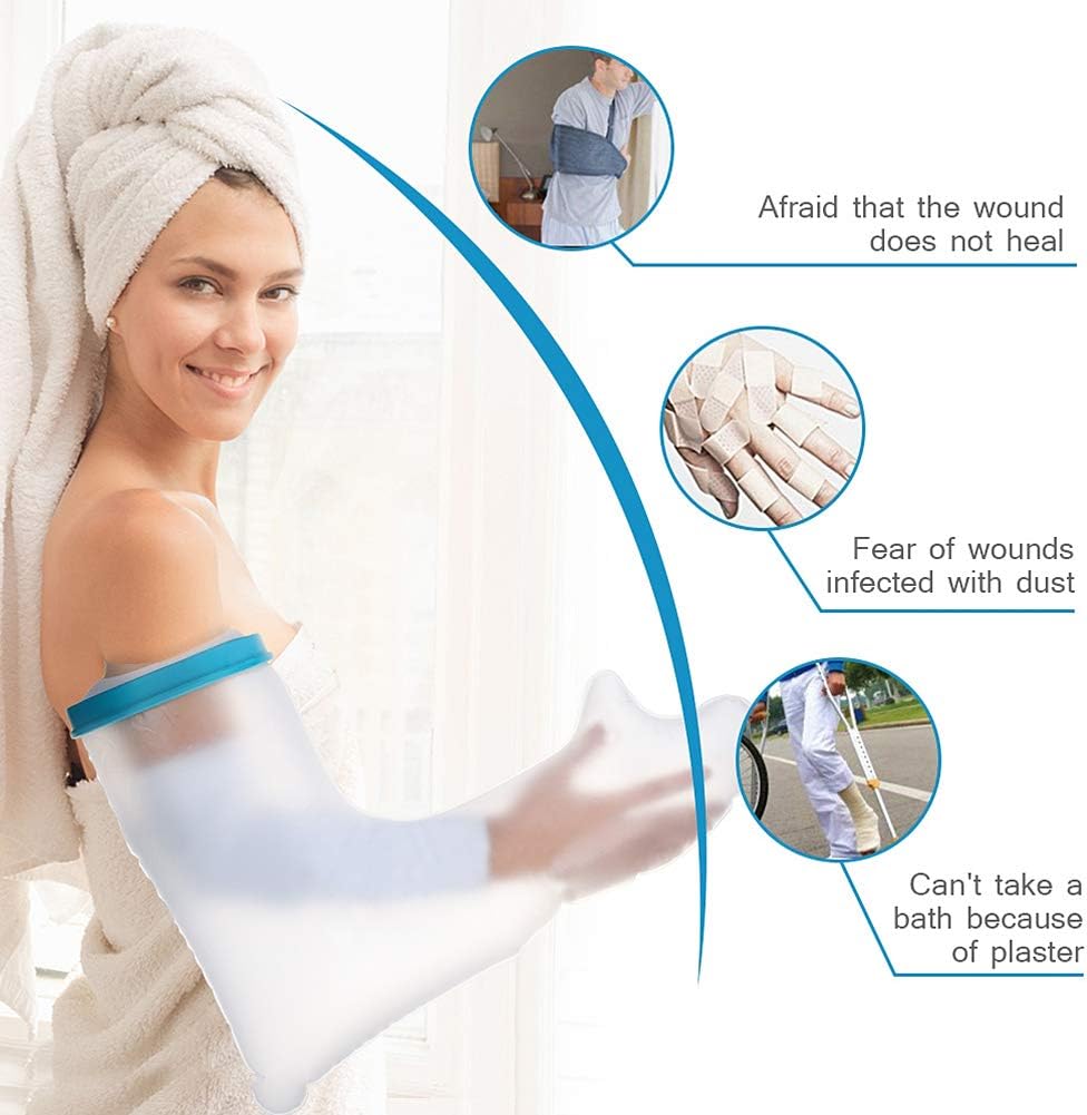 Cast Covers for Shower Arm, Adult Waterproof Full Arm Cast Protector for Wrap Broken Hand Injury, Wrist Wounds, Fingers Surgery, Bandage When Bathing Keep Dry with PVC Material (23.6 Inches): Health & Personal Care