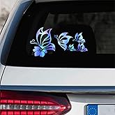 Leniutor 5Pcs Butterfly Car Decal Set, Waterproof Vinyl Butterflies Sticker for Cars Women Girl Car Stickers Beautiful Reflective Bumper Window Laptop Decals (Holographic Blue)