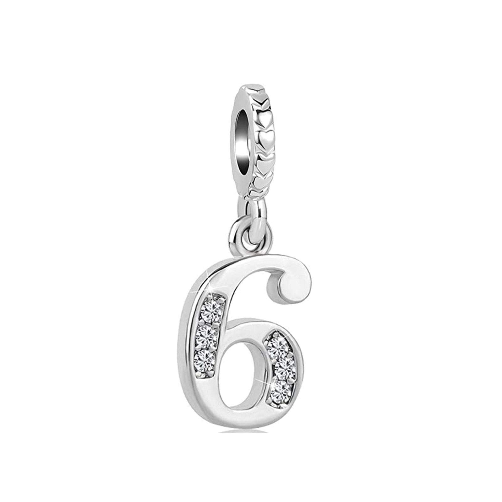 KunBead Jewelry Number 6 Bead Dangle Charms I Love You Family Forever Graduation Bead Charm for Bracelet Necklace