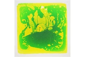 LONGKING 12" X 12" Sensory Tiles for Activity Play Centers for Children, Sensory Floor Tiles, Liquid Floor Tiles, Autism Sensory Poducts, Green-Yellow