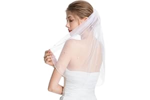 Auvitaya Short White Pearl Wedding Veil‌, Bride to Be Veil for Bridal Shower, Bridal Bachelorette Party Accessories for Women