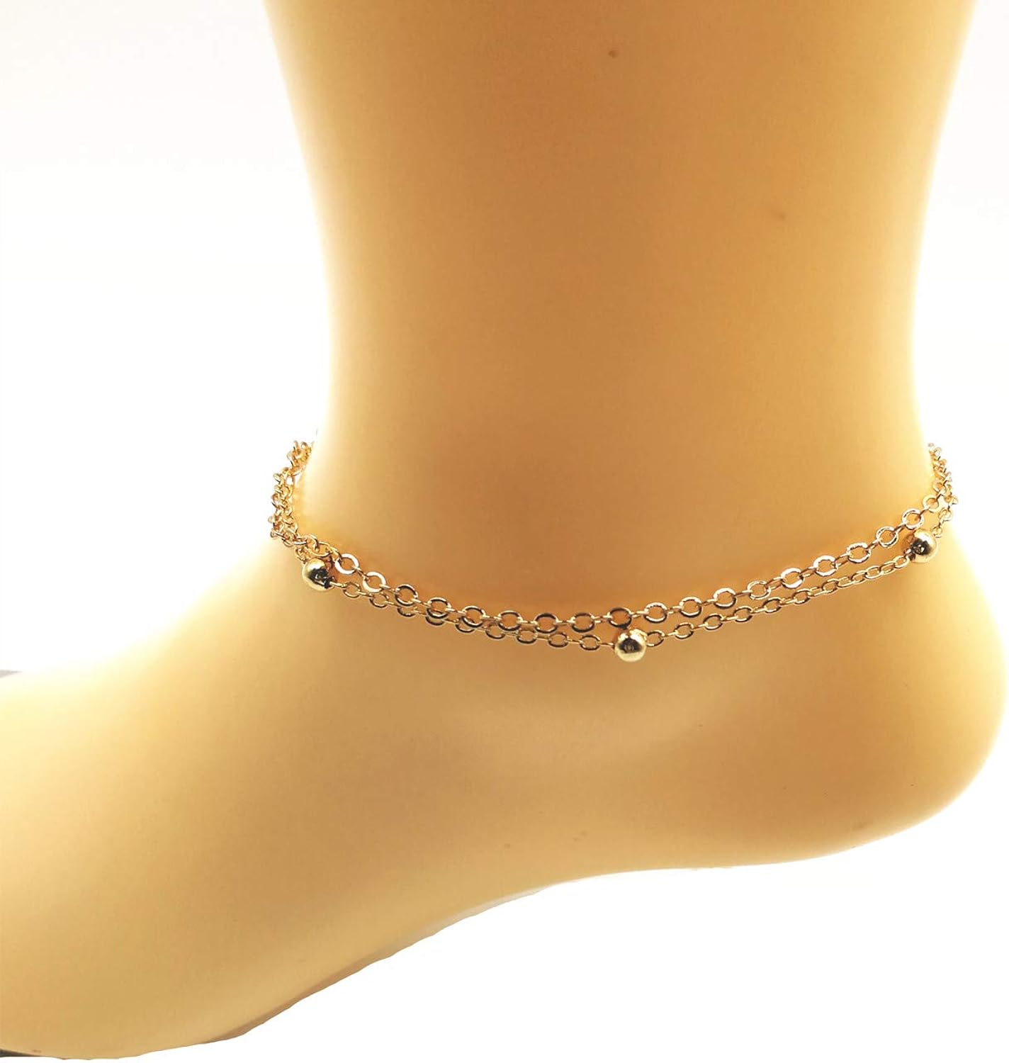 INSANEY Cute Anklet Womens 14K Gold Filled Cuff Wire Cute Tiny Beaded