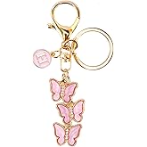 LUHOHI Bag Charms for Handbags- Cute Keychains for Women Car Keys Chain Accessories Beautiful Butterfly Letter Initial Charm