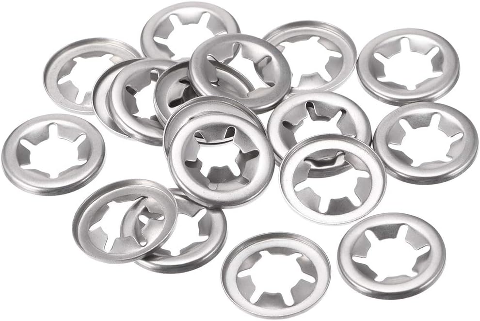 sourcing map M12 ing Washer 11.2mm I.D. 24.5mm O.D. Internal Tooth Washers Push-On locking Speed Clip 304 Stainless Steel 20pcs