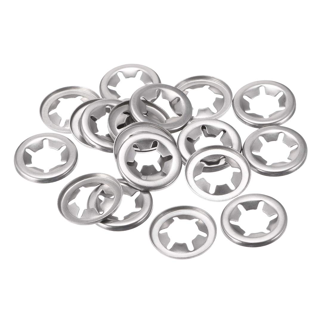 sourcing map M12 ing Washer 11.2mm I.D. 24.5mm O.D. Internal Tooth Washers Push-On locking Speed Clip 304 Stainless Steel 20pcs