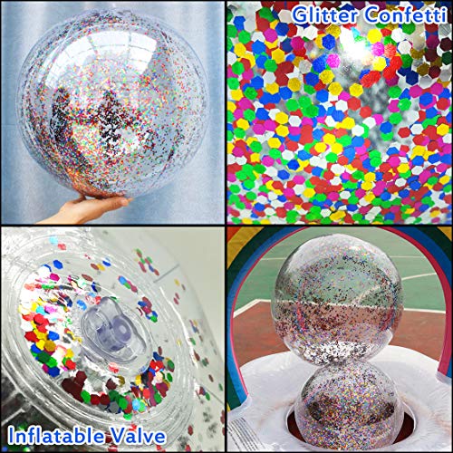 image for LANDYLO 4 Pcs Sequin Beach Balls Jumbo Pool Toys Balls for Kids Adult 
