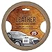 BDK Beige Leather Car Steering Wheel Cover Large Size 15.5 to 16 inch, Easy Installation