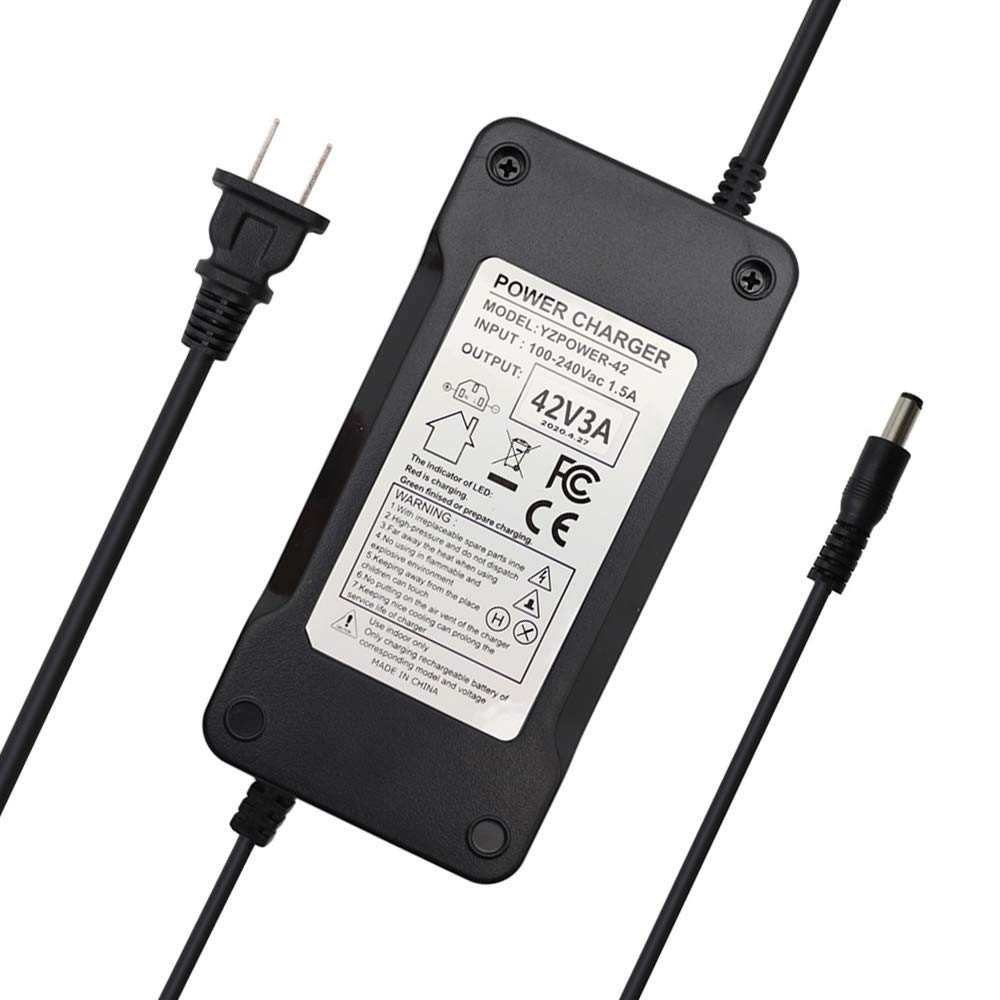 Photo 1 of 42V 3A Power Supply Adapter Charger for 36V 10S Lithium Li-ion Battery Pack with 5.5x2.5mm DC Plug and 5.5x2.1mm Adapter