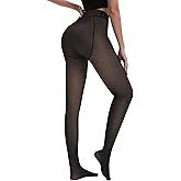 Fleece Lined Tights Women, Fake Translucent Thermal Tights for Women, Warm Pantyhose Sheer Thick leggings for Winter