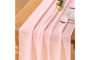Socomi Blush Pink Chiffon Table Runner Easter Spring Boho Rustic 10ft 29x120 Inches Wedding Runner Sheer Bridal Shower Decorations
