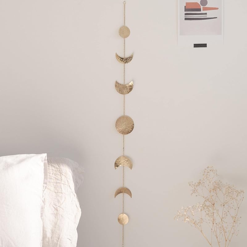 BASE ROOTS Moon Phase Gold Wall Decor 34" Boho Celestial Wall Art