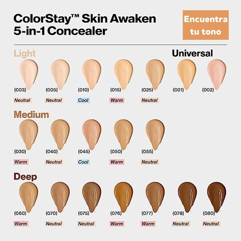 Colorstay Skin Awaken5in1 Corretor de Olheiras e Imperfeições, com Cafeína e Vitamina C, Acabamento Natural, 8ml (Tonalidade #030 Médio Claro)