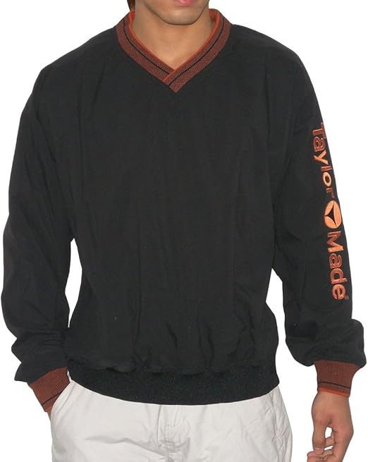 Mens TaylorMade Golf Mens Pullover Long Sleeve Windshirt Jacket Black