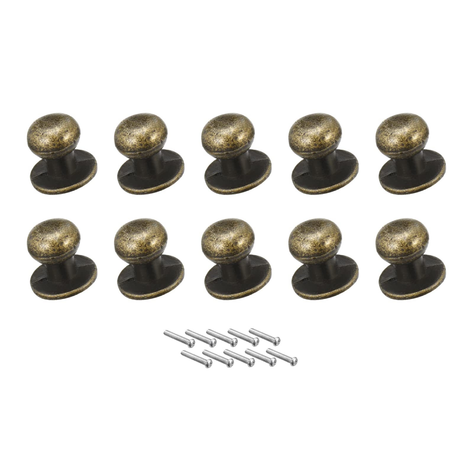 METALLIXITY Mini Drawer Pulls (12mm/0.47") 10Pcs, Zinc Alloy Mini Round Head Knobs Pull Handle with Screws - for Home Cabinet Drawer Handle, Bronze