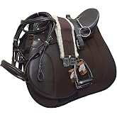 Lussoro Leather English Riding Horse Saddle Starter Kit Brown Saddle Set Combo Pack of 7 Pcs All Purpose